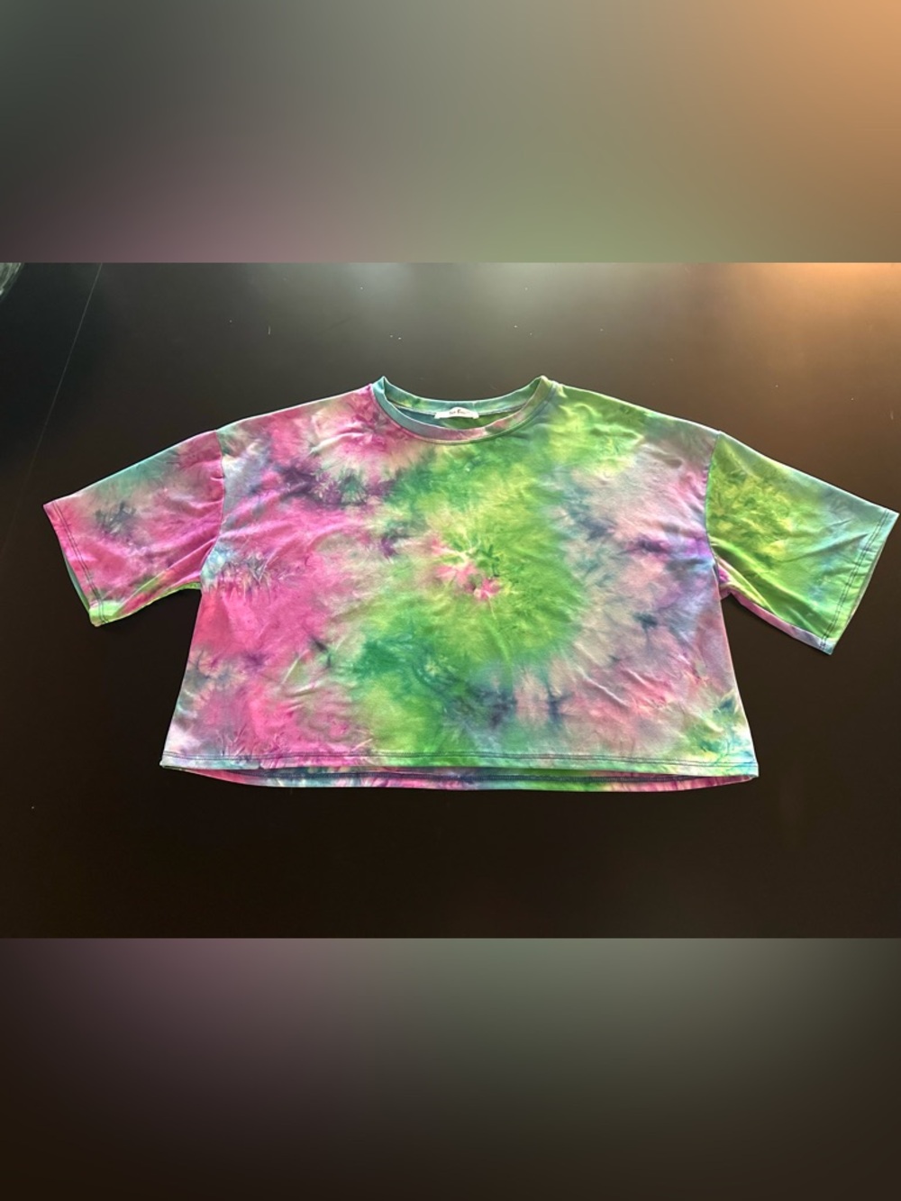 Tie Dye Cropped Tee Festival Y2K Colorful Short Sleeve Top Women’s M